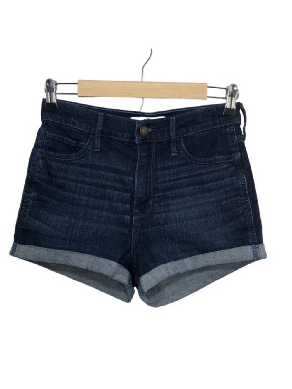 Hollister California Stretchy Dark Blue Wash Denim Shorts Size 3 / 26